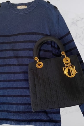 Lady Dior bag and striped jumper