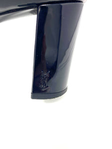 saint laurent boots, black patent, YSL logo, size 38.5