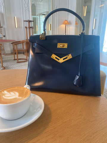 Hermes Kelly 28 Sellier in Midnight blue