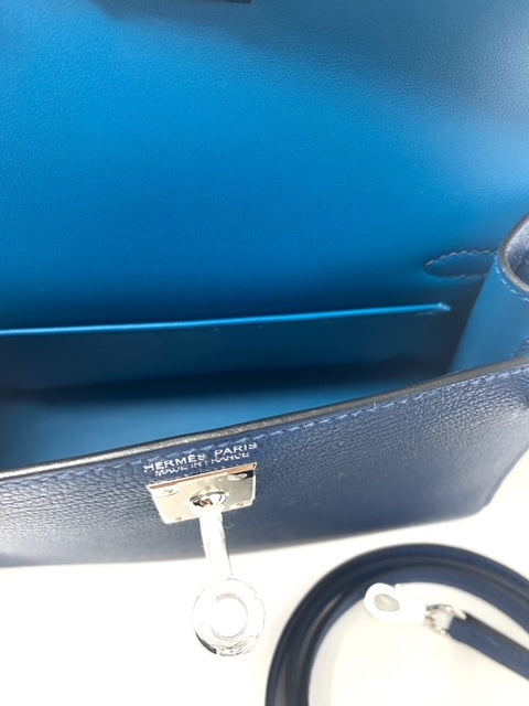 Hermes Kelly Mini Sellier Verso Deep Bleu/Bleu Izmir PHW, 2021 Z