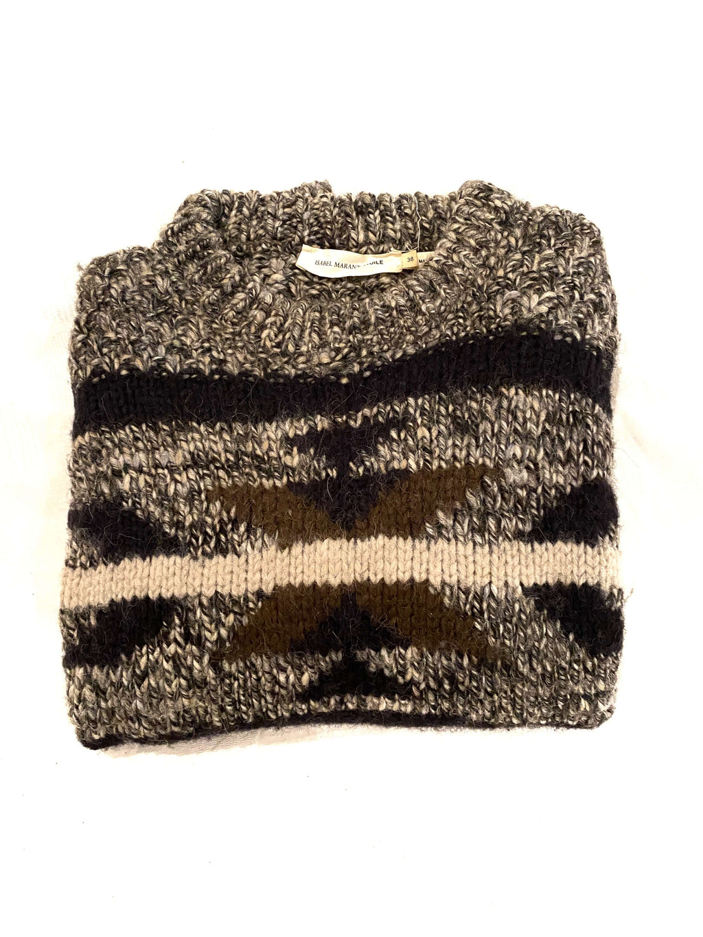 Isabel Marant sweater, grey, wool and alpaga, with black and brown pattern