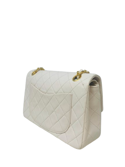 Chanel Double Flap Small white back pocket