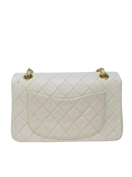 Chanel Double Flap Small white back