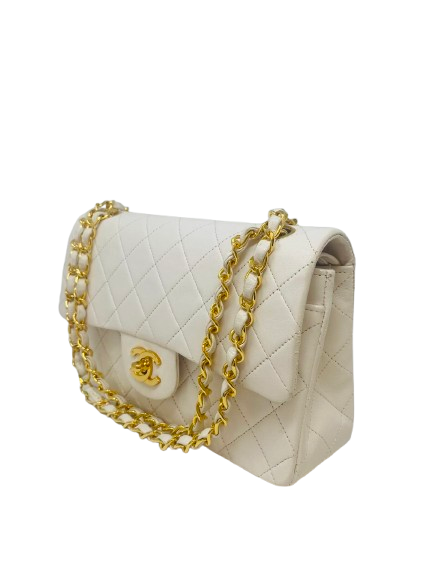 Chanel Double Flap Small white side