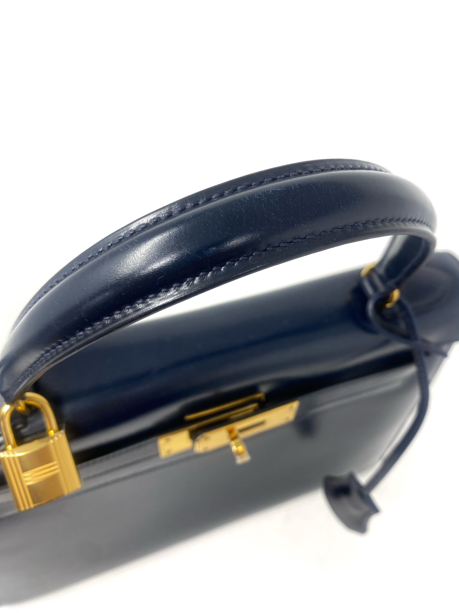 Hermes Kelly 28 Sellier Midnight Blue Box leather gold hardware