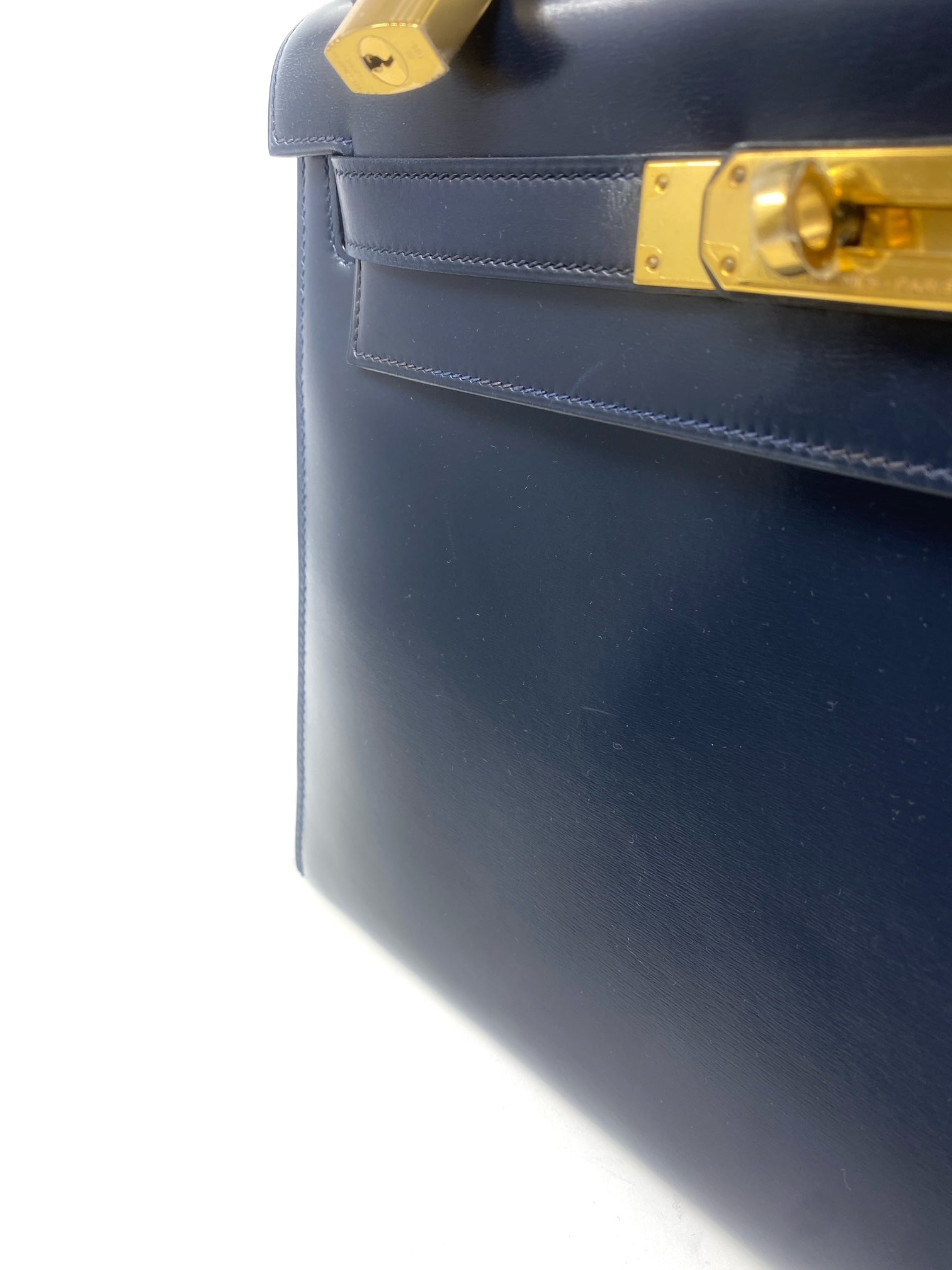 Hermes Kelly 28 Sellier Midnight Blue Box leather gold hardware
