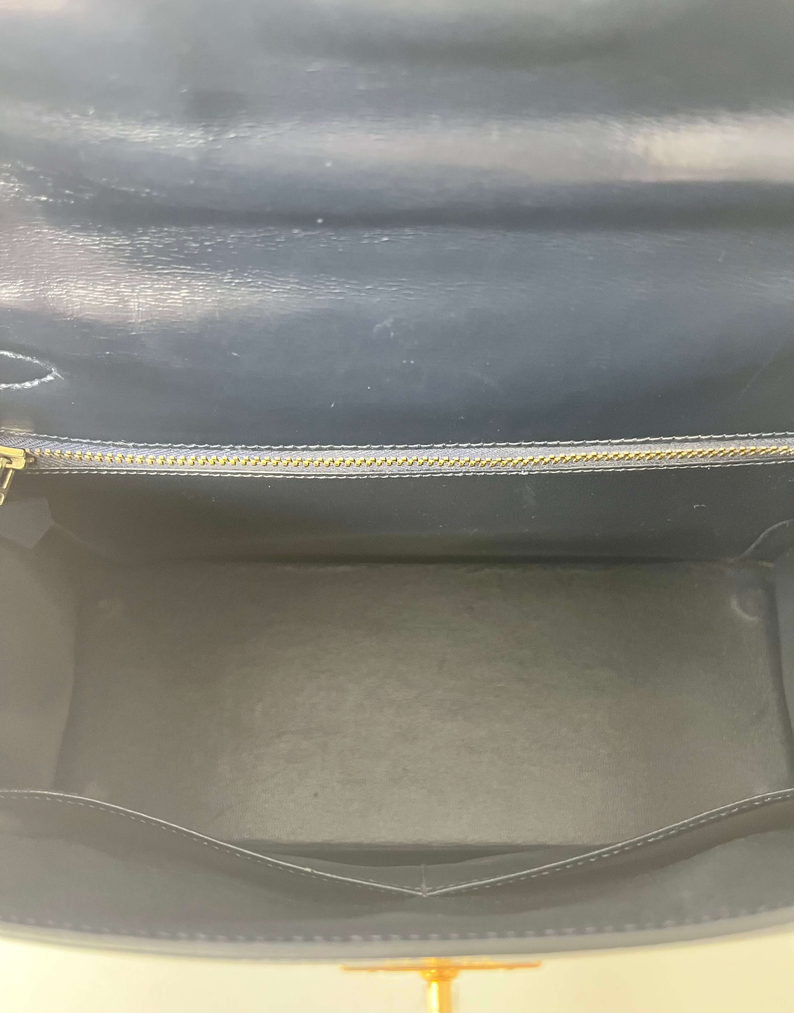 Hermes Kelly 28 Sellier Midnight Blue Box leather gold hardware