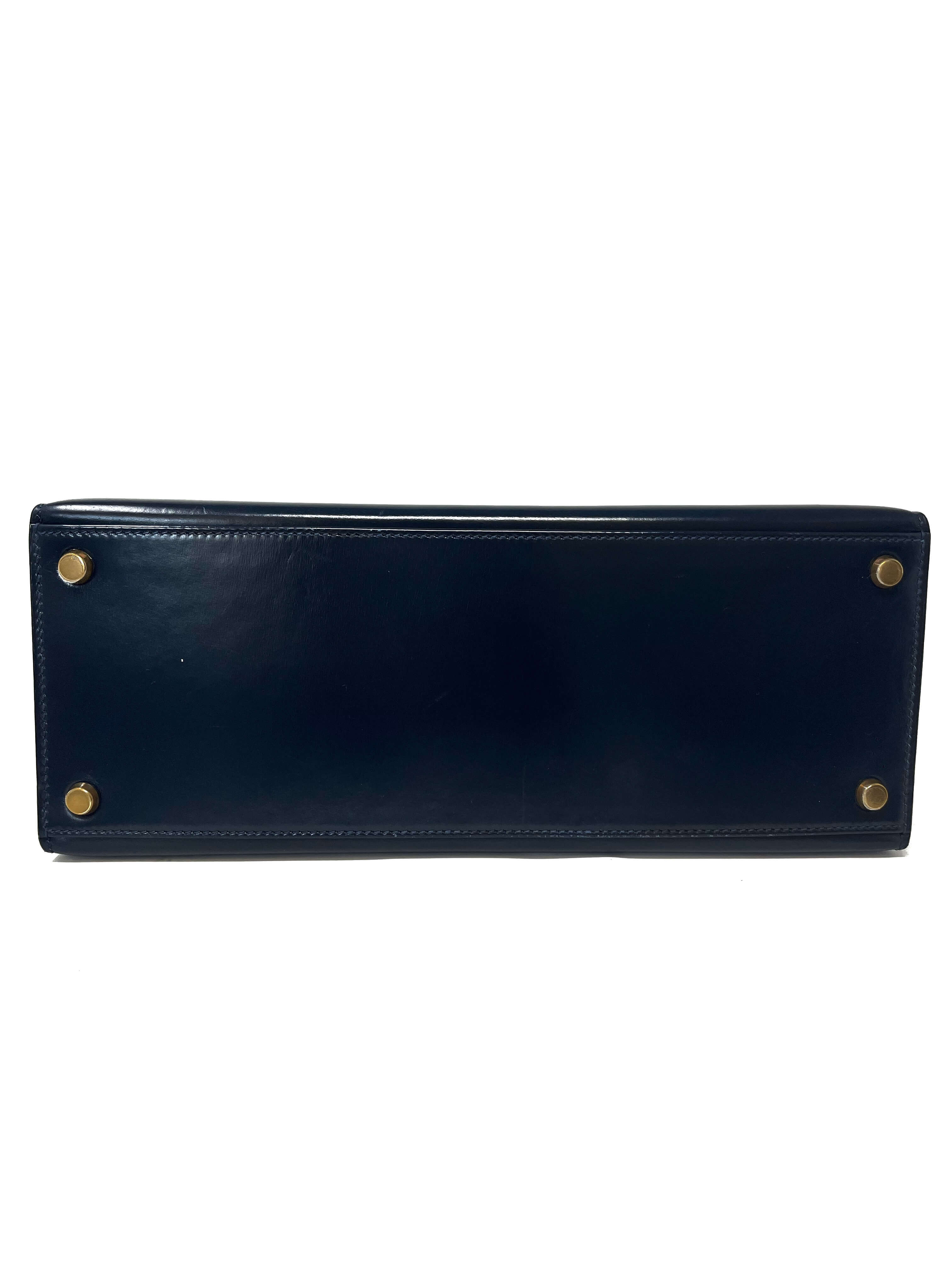 Hermes Kelly 28 Sellier Midnight Blue Box leather gold hardware