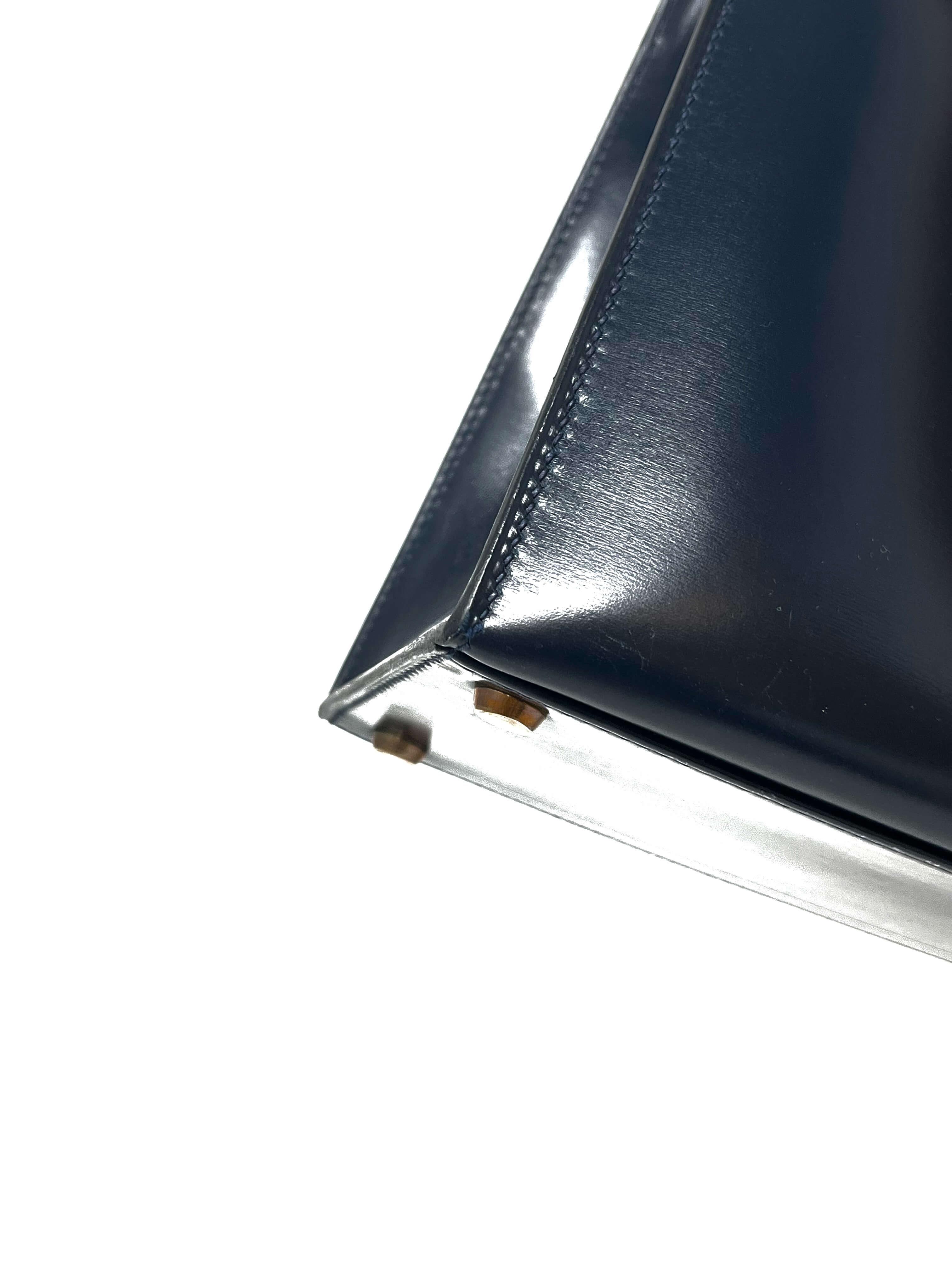 Hermes Kelly 28 Sellier Midnight Blue Box leather gold hardware