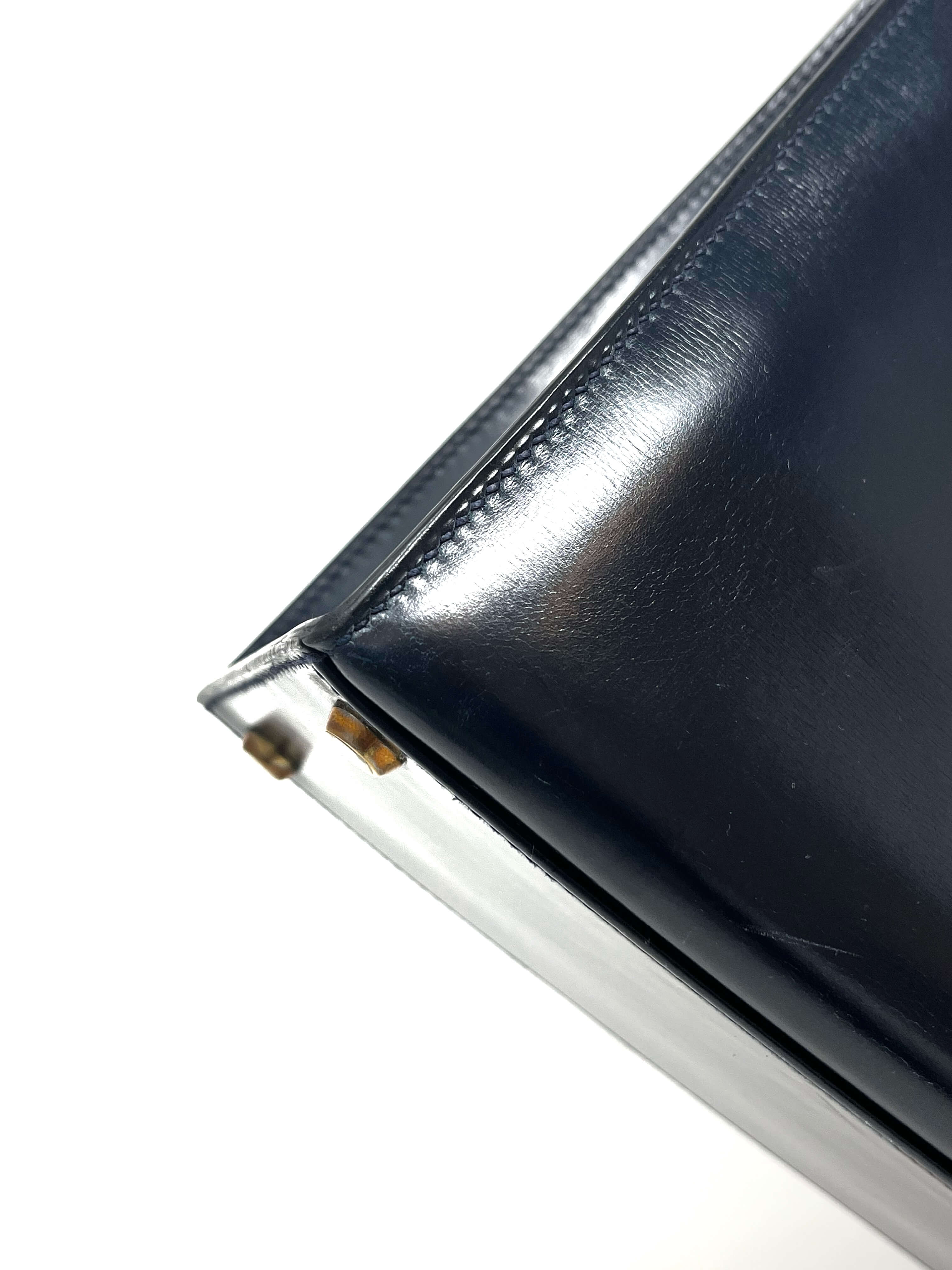 Hermes Kelly 28 Sellier Midnight Blue Box leather gold hardware