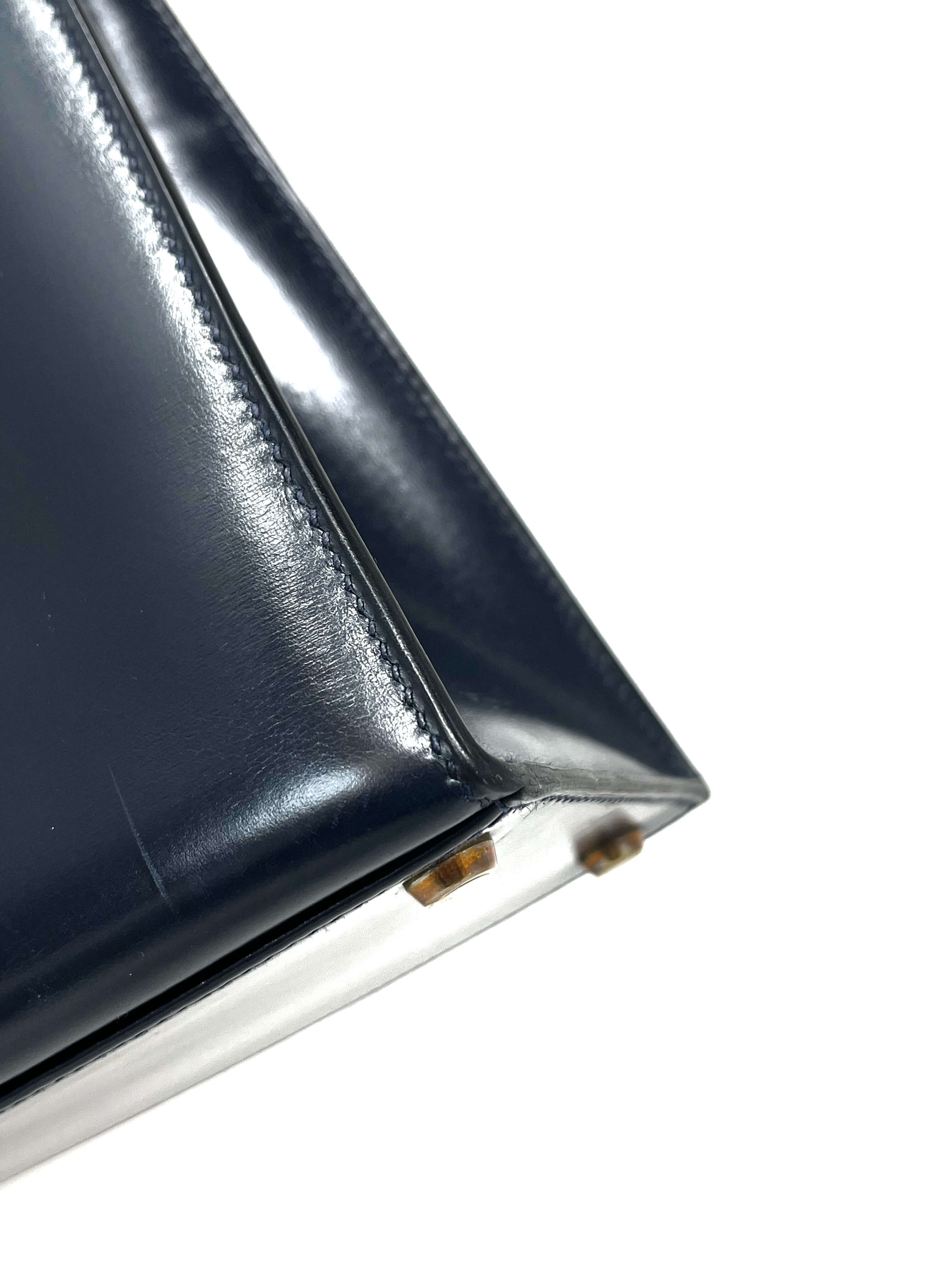 Hermes Kelly 28 Sellier Midnight Blue Box leather gold hardware