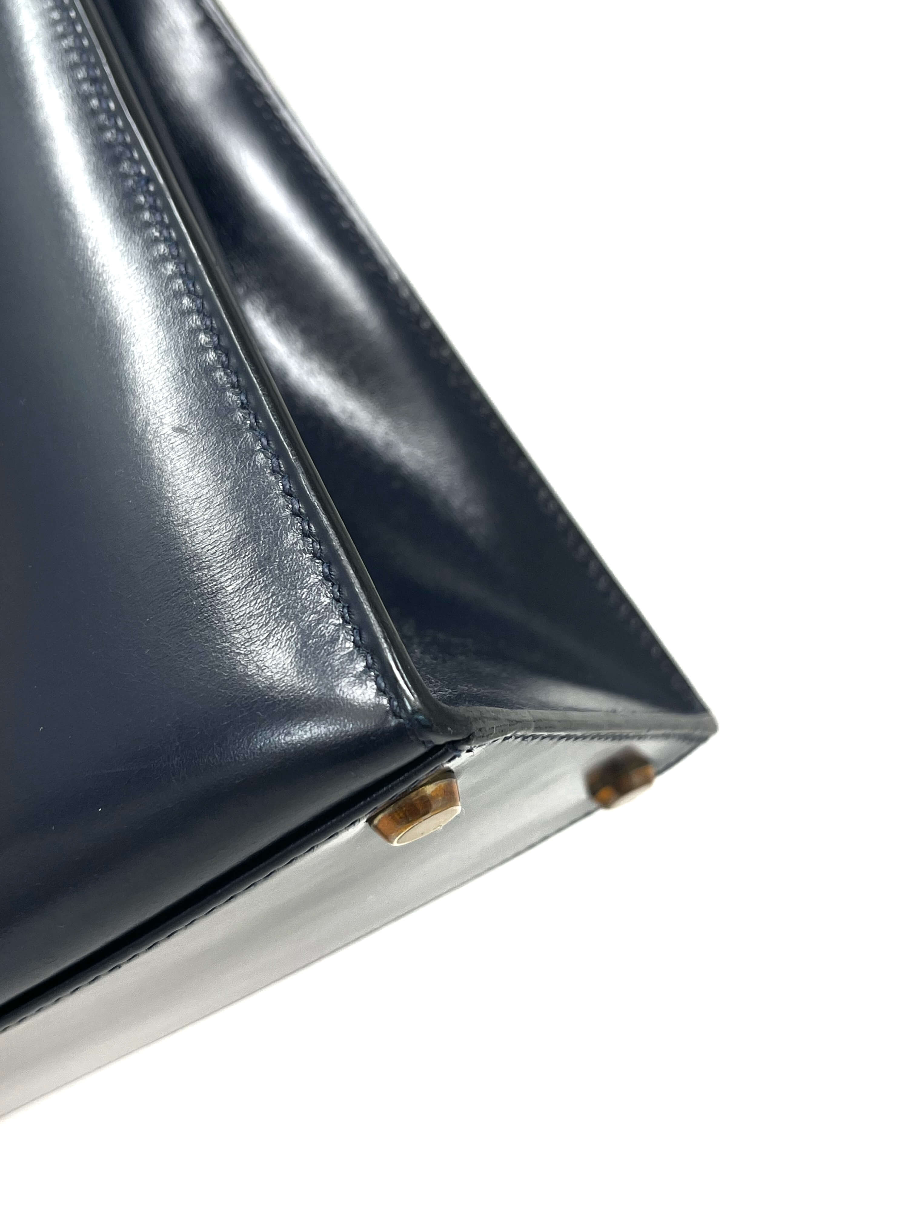 Hermes Kelly 28 Sellier Midnight Blue Box leather gold hardware