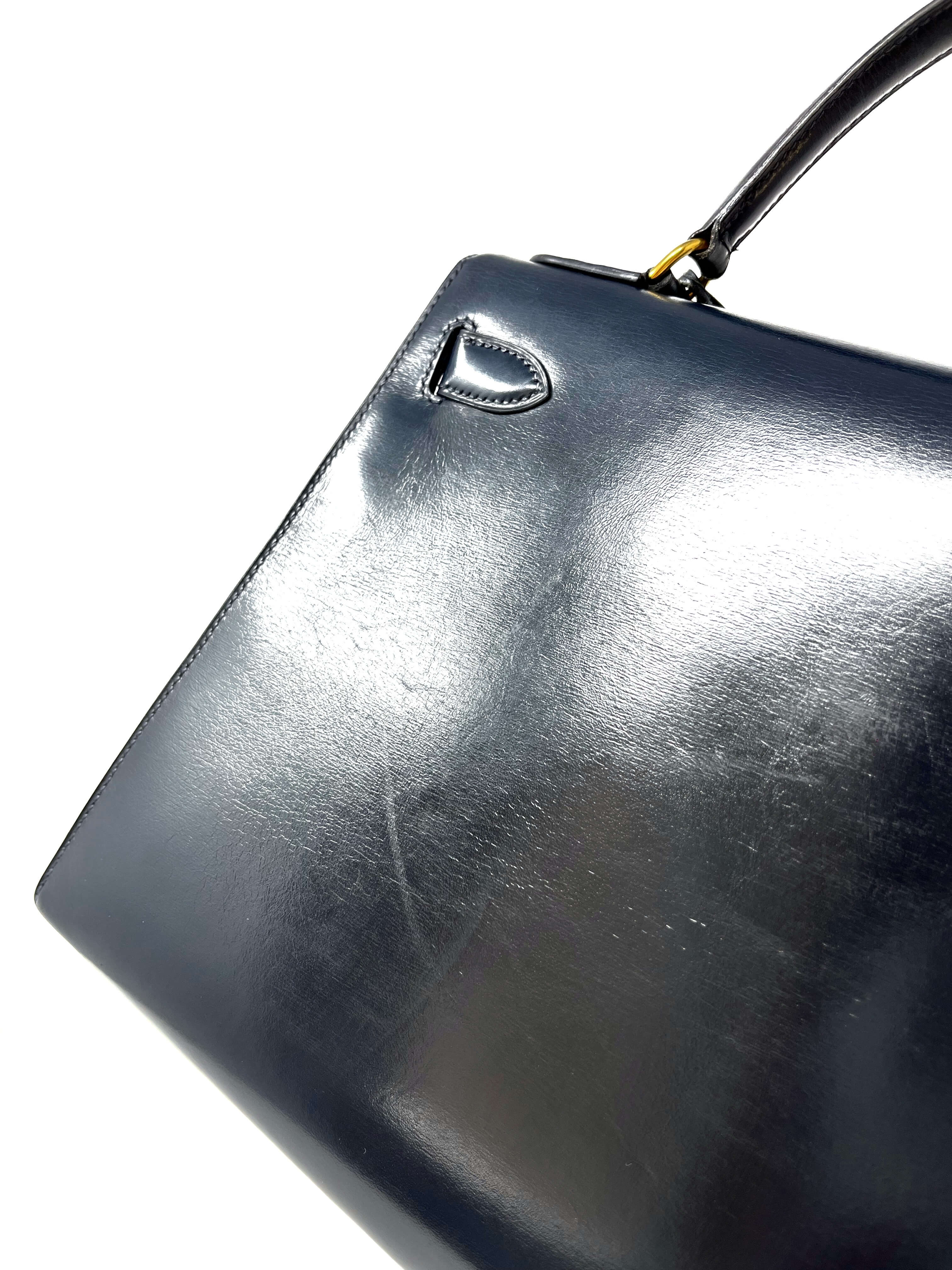 Hermes Kelly 28 blue side view