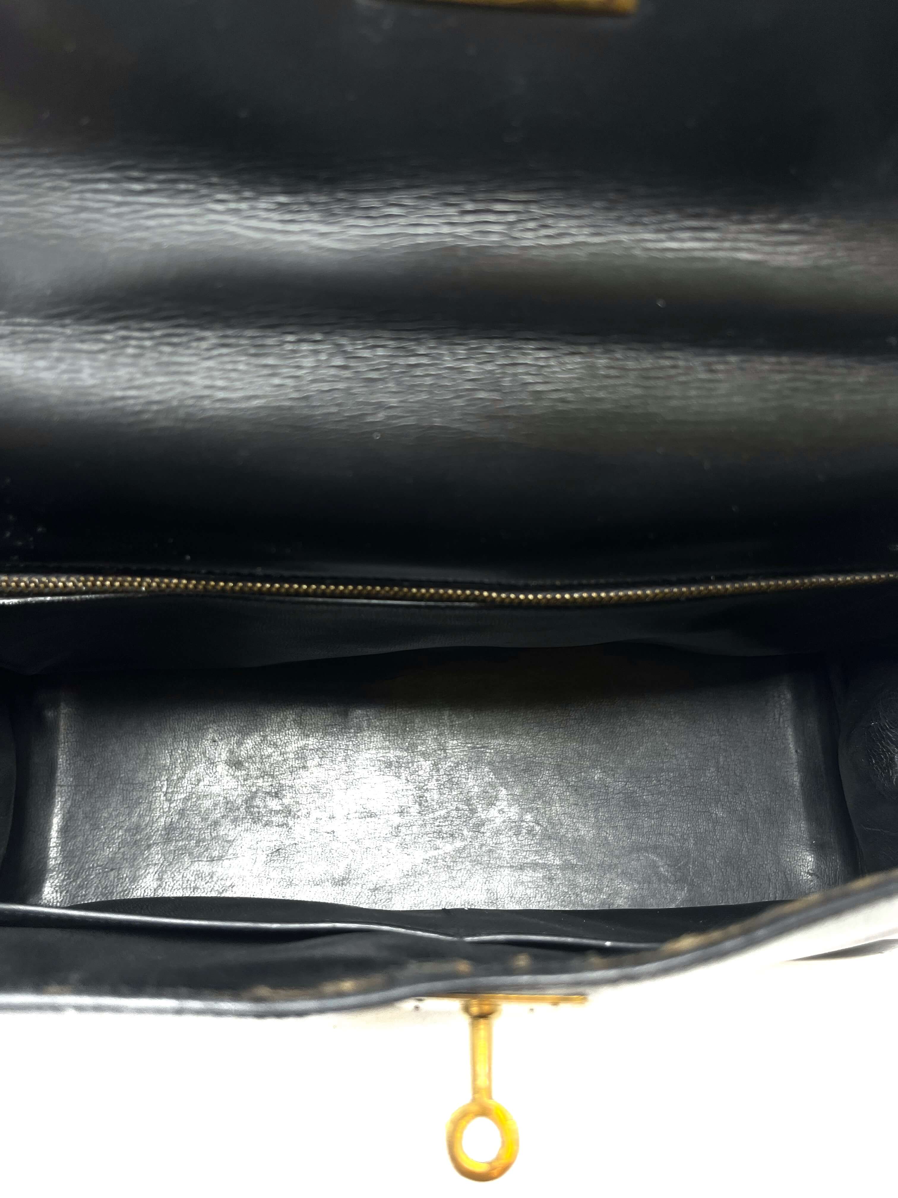 Hermes Kelly 32 Black Box Retourne with Gold Hardware Vintage