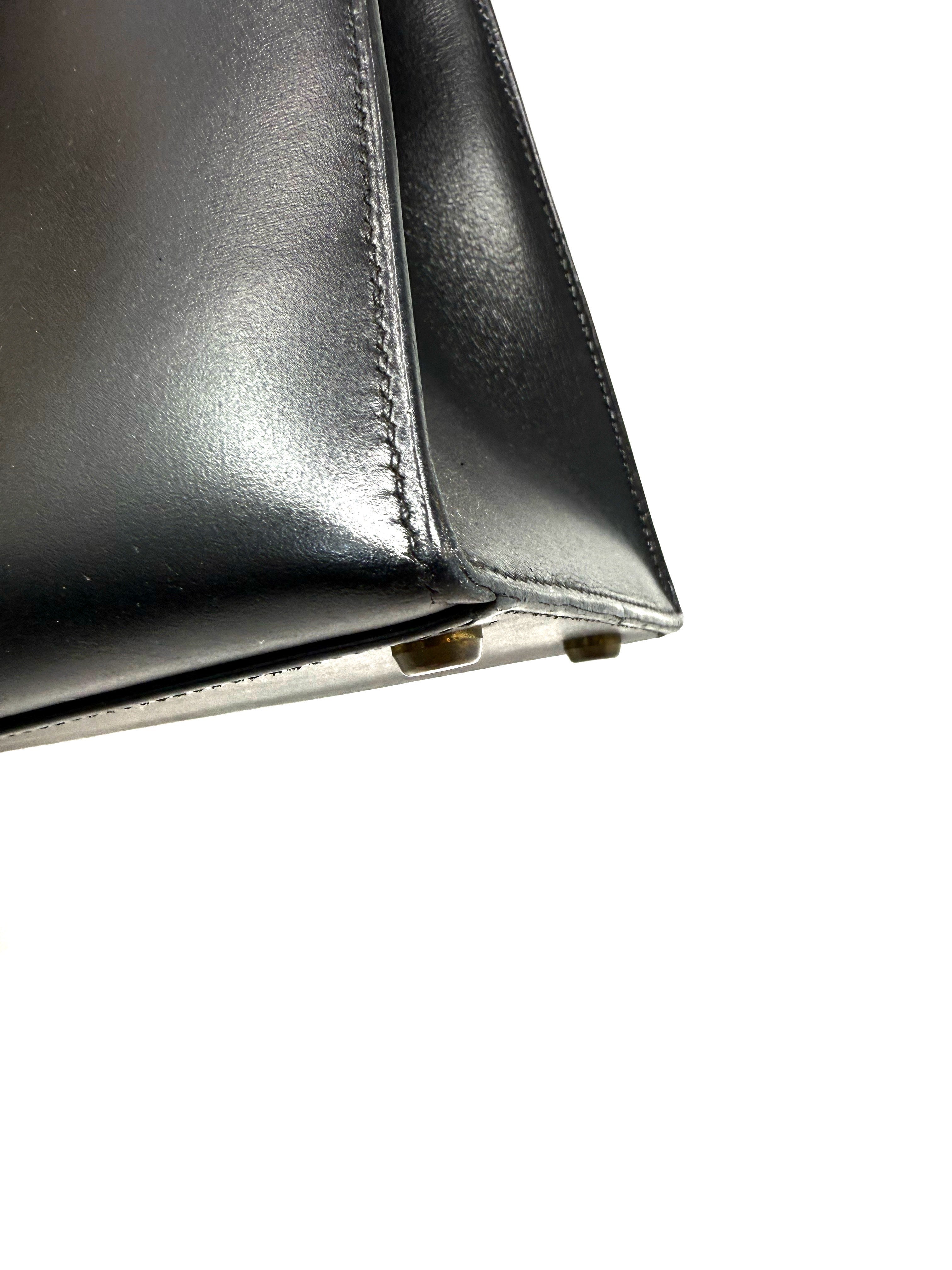 corner wear detail on Kelly 32 Black Box Sellier