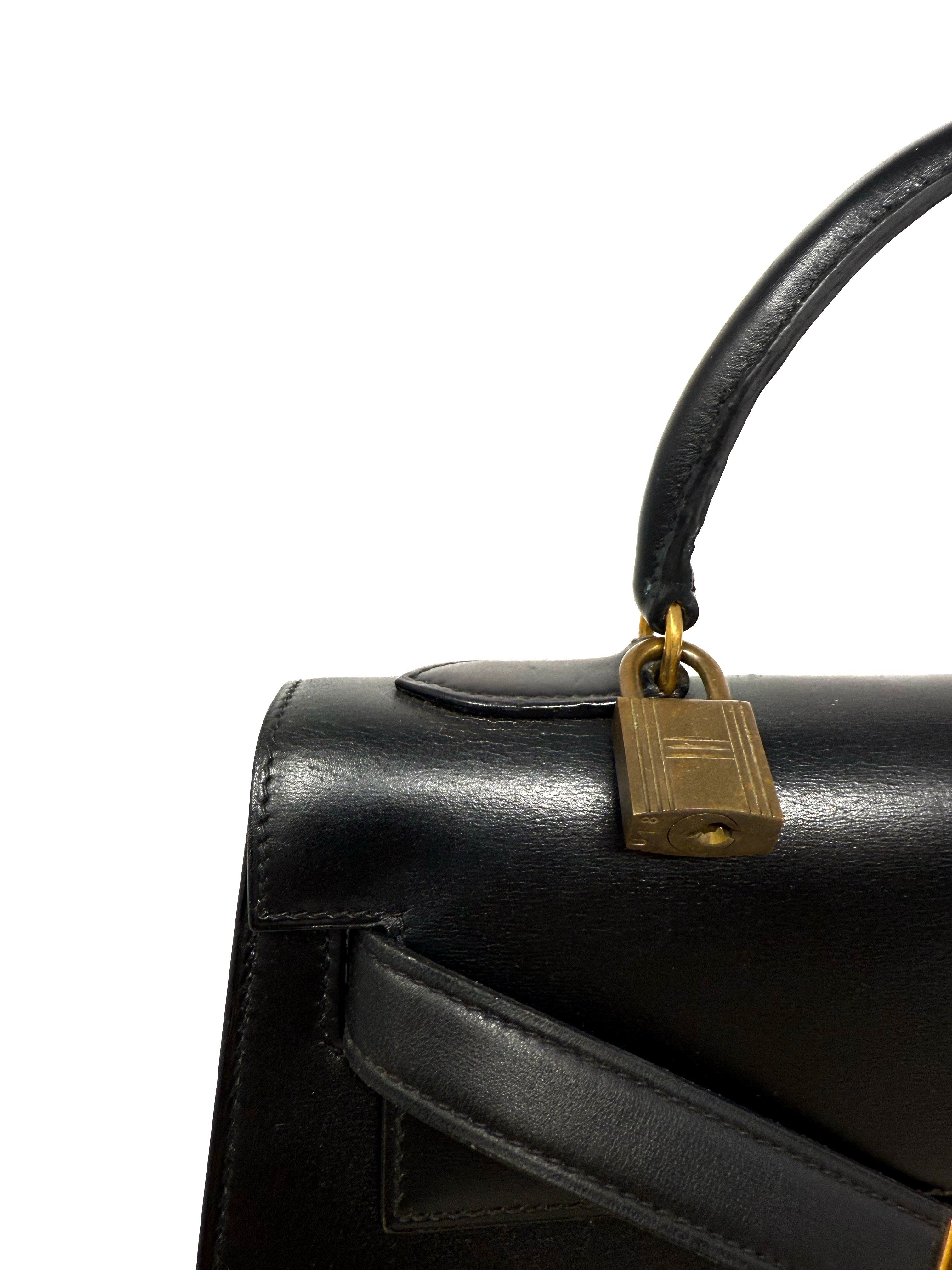 Gold padlock from Hermes Kelly 32 Black Box Sellier (1985)
