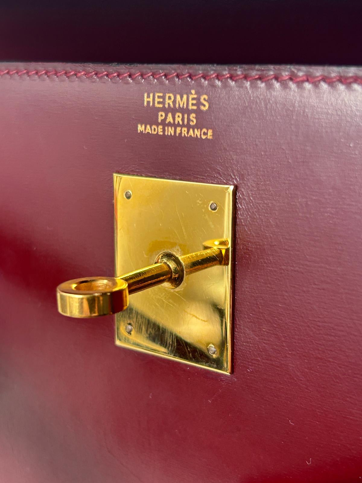 Hermes Kelly 32 Sellier Rouge H box leather gold hardware 
