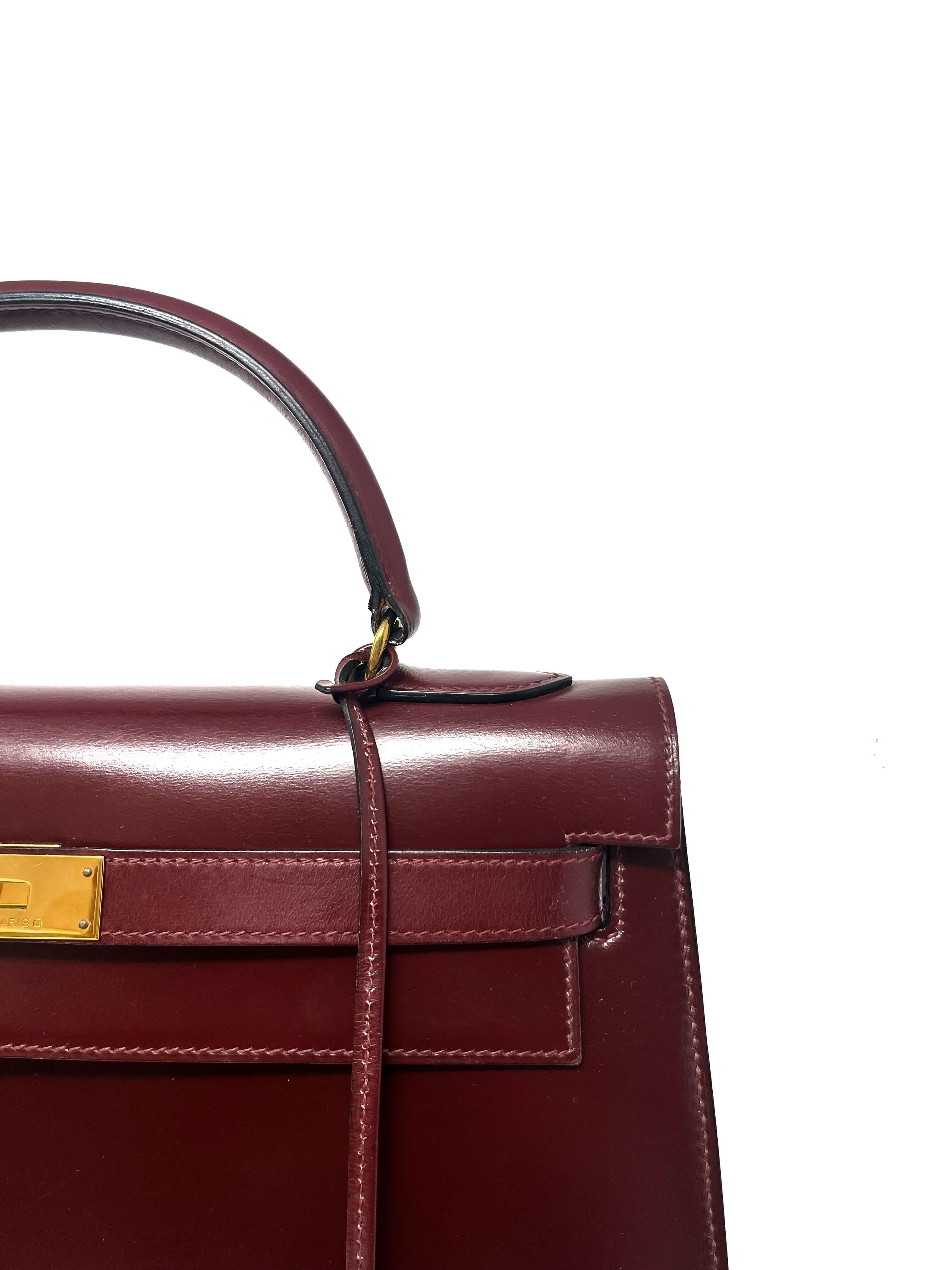 hermes kelly rouge h, box calf, gold hardware