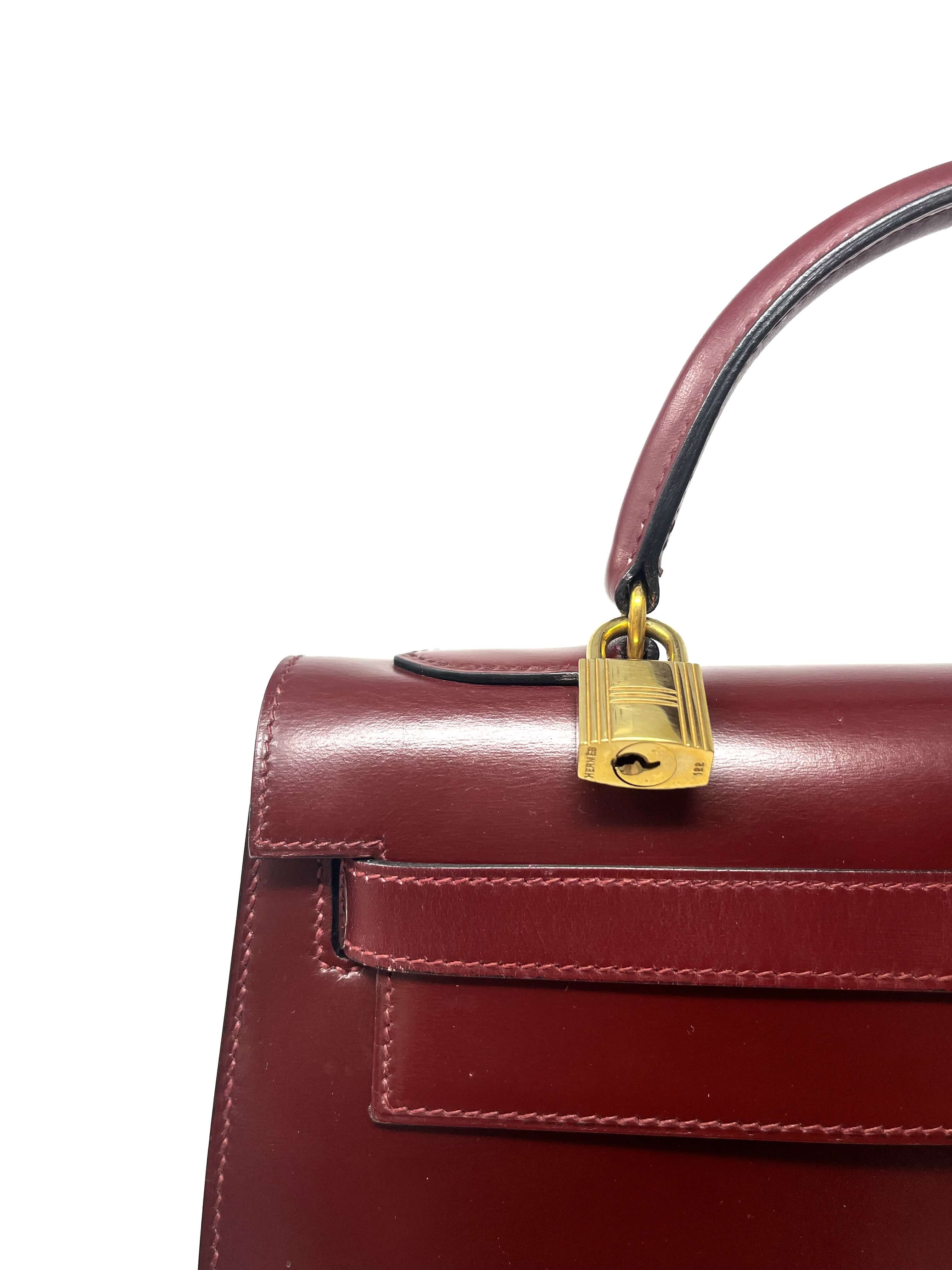 hermes kelly rouge h, box calf, gold hardware