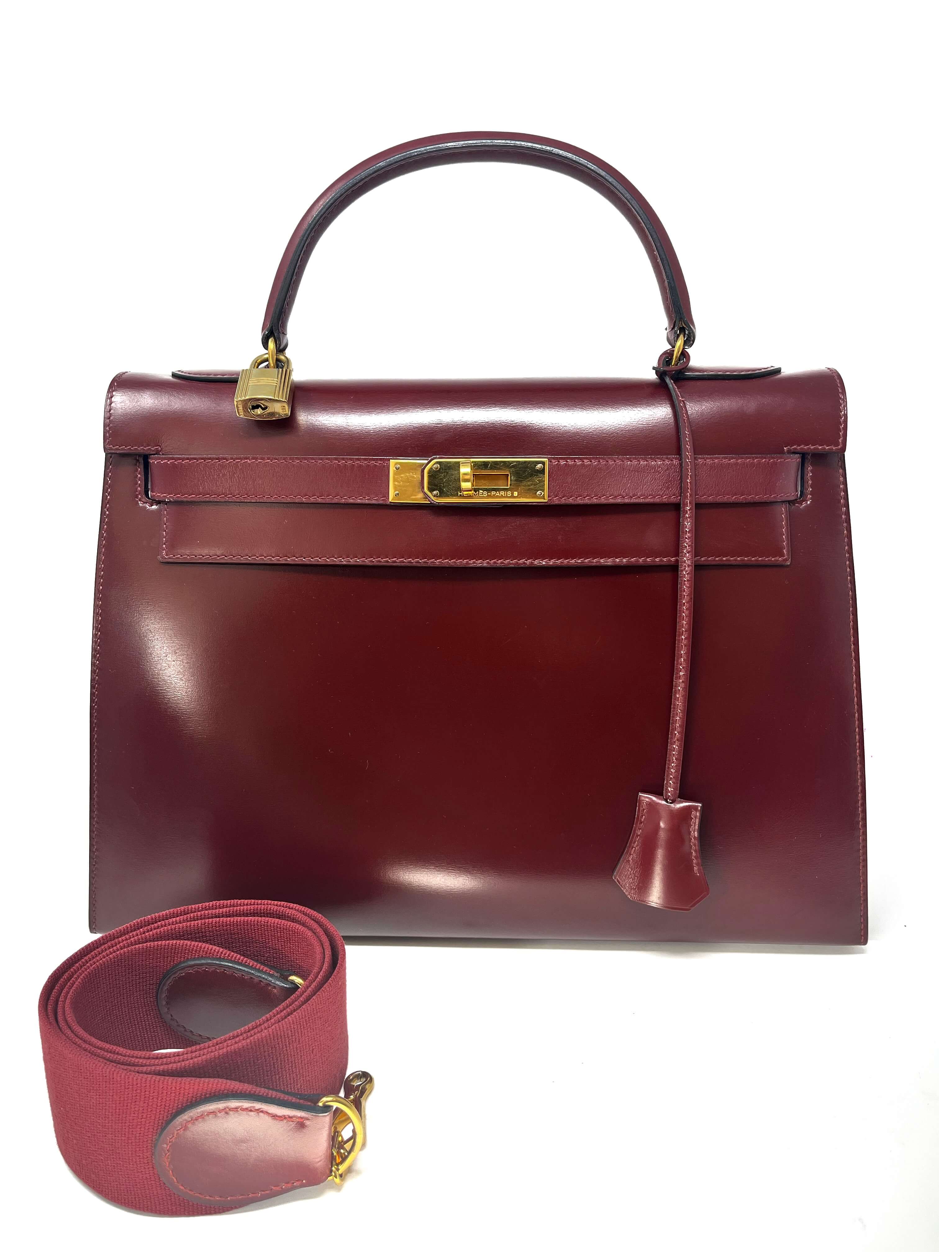 Hermes Kelly 32 Sellier Rouge H box leather gold hardware 