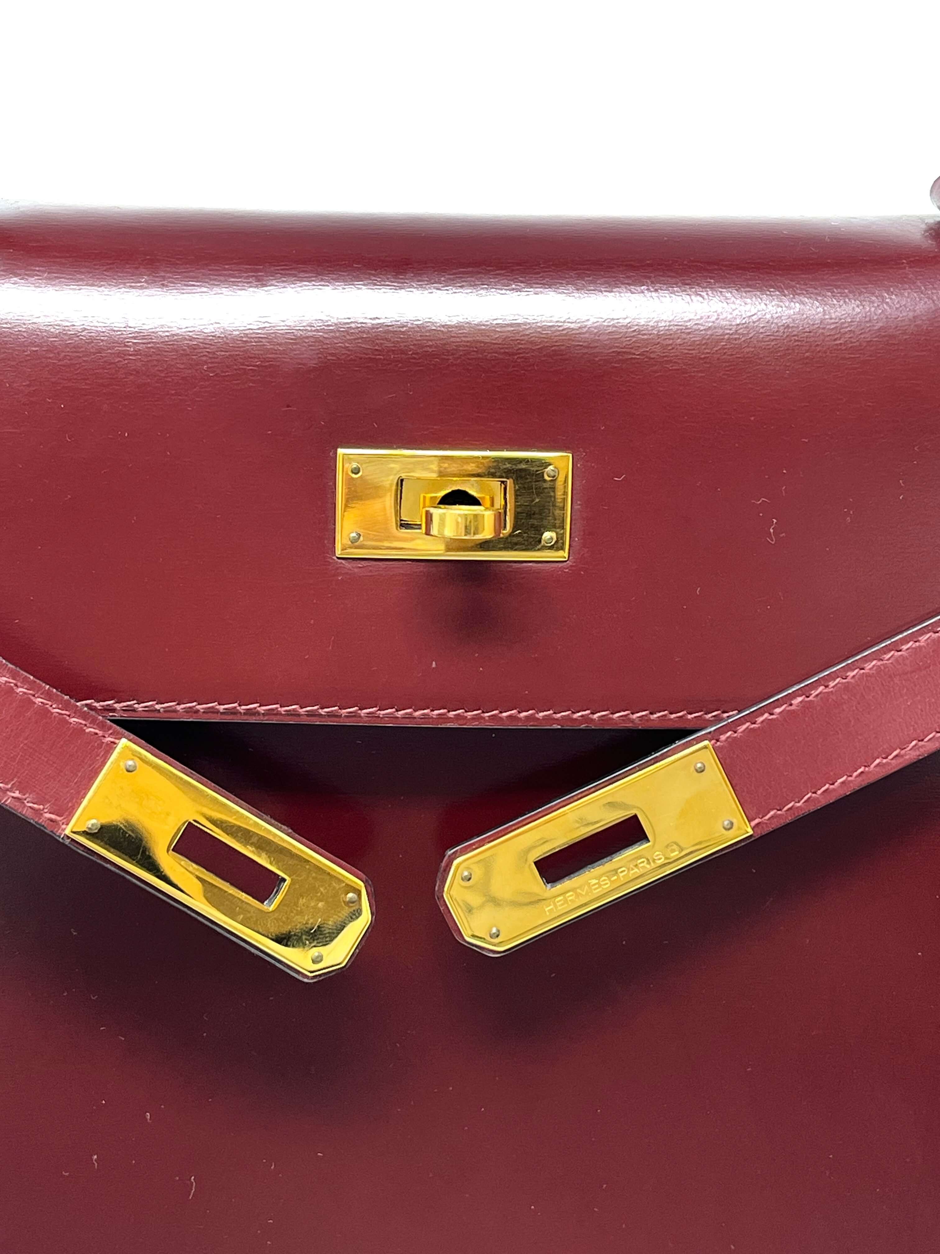 hermes kelly rouge h, box calf, gold hardware