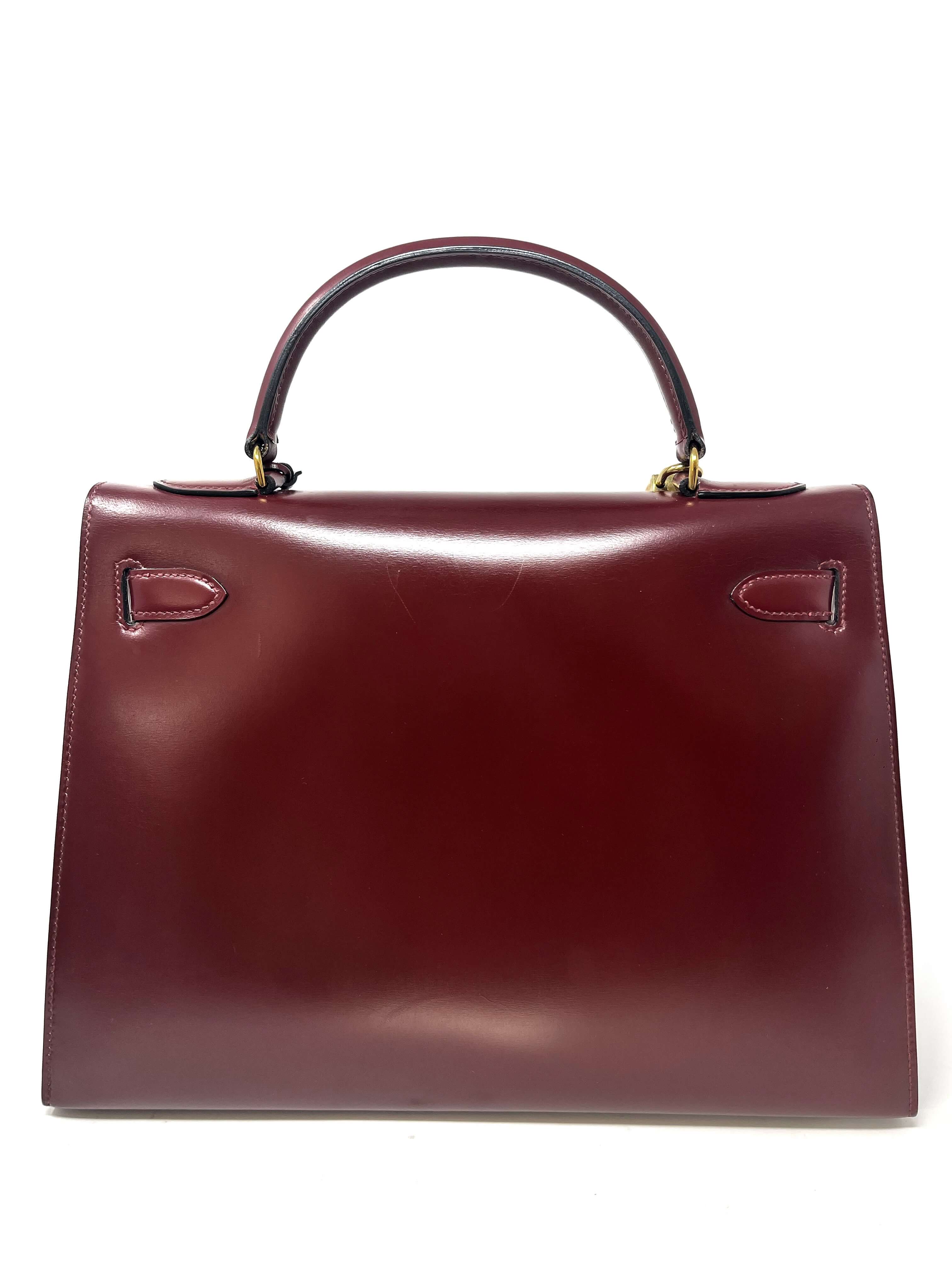 Hermes Kelly 32 Sellier Rouge H box leather gold hardware 