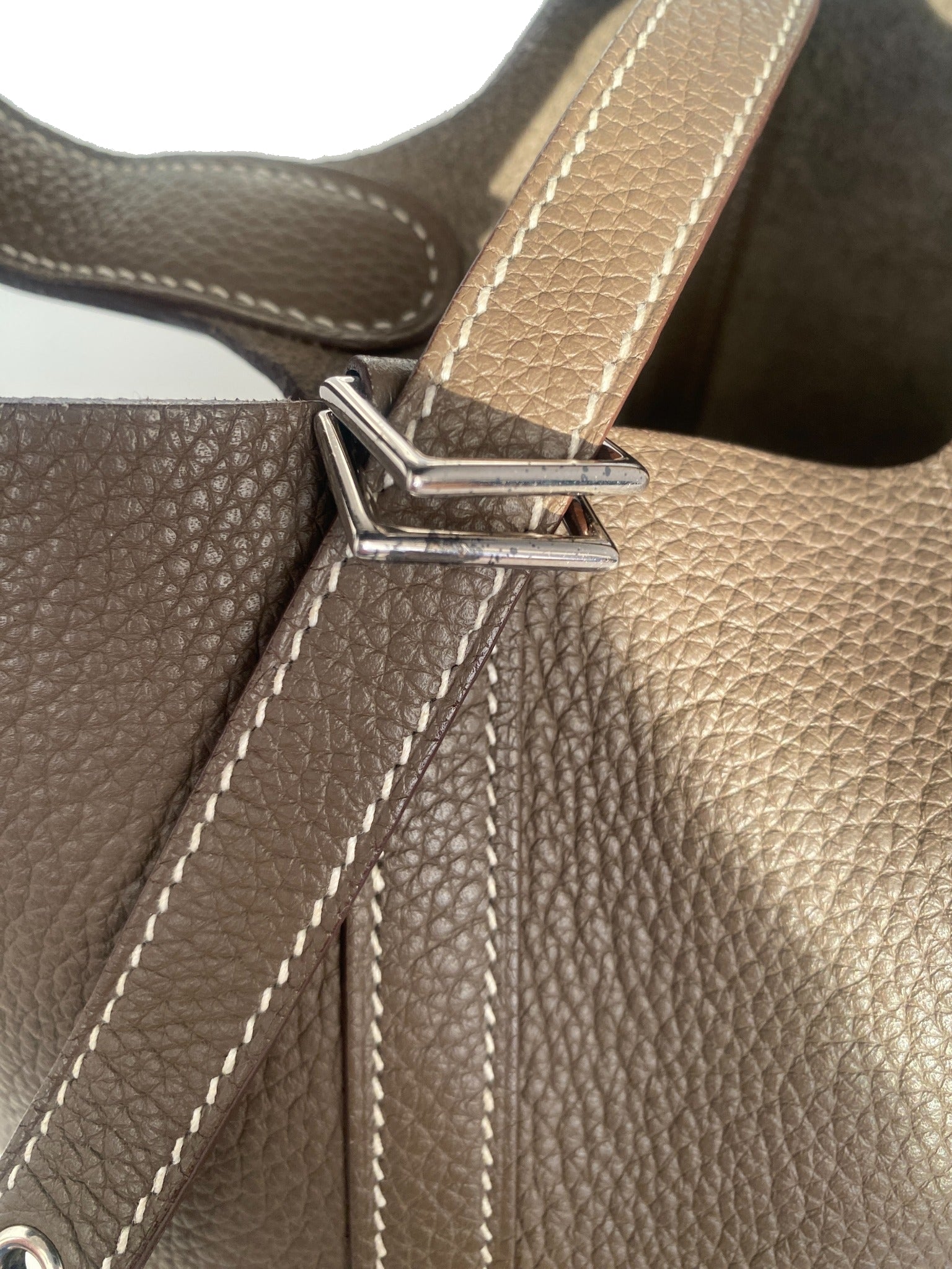Hermes Picotin 18 Etoupe Clemence Palladium | Maison Vivienne