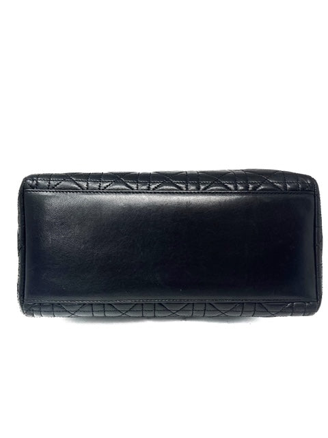 Base of Lady Dior bag black cannage leather