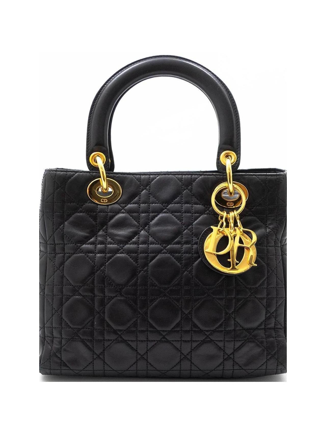 Lady Dior bag black cannage leather with gold hardware
