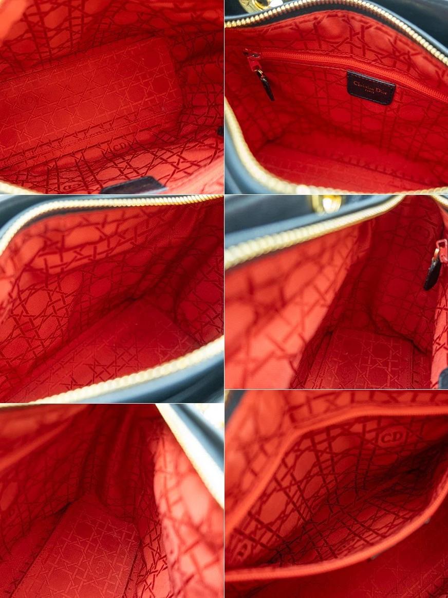 Lady Dior bag interior red logo lining