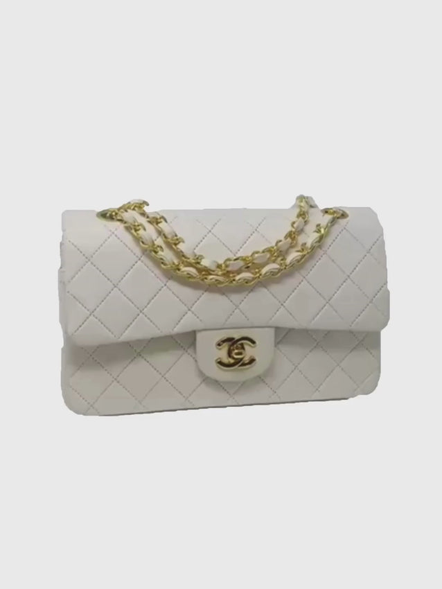 white Chanel flap bag