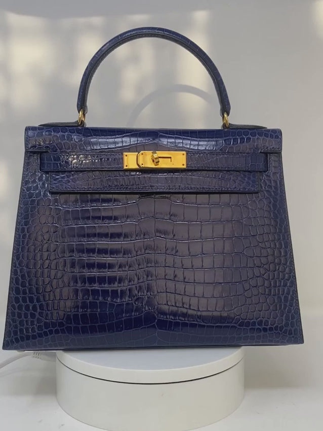 Hermes Kelly Crocodile Blue
