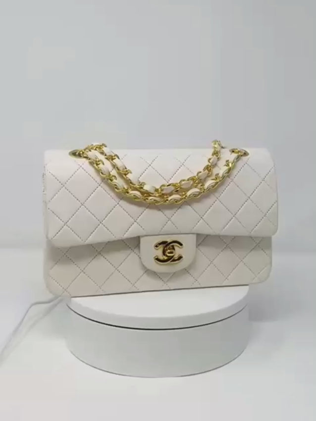 Chanel Double Flap Small white video
