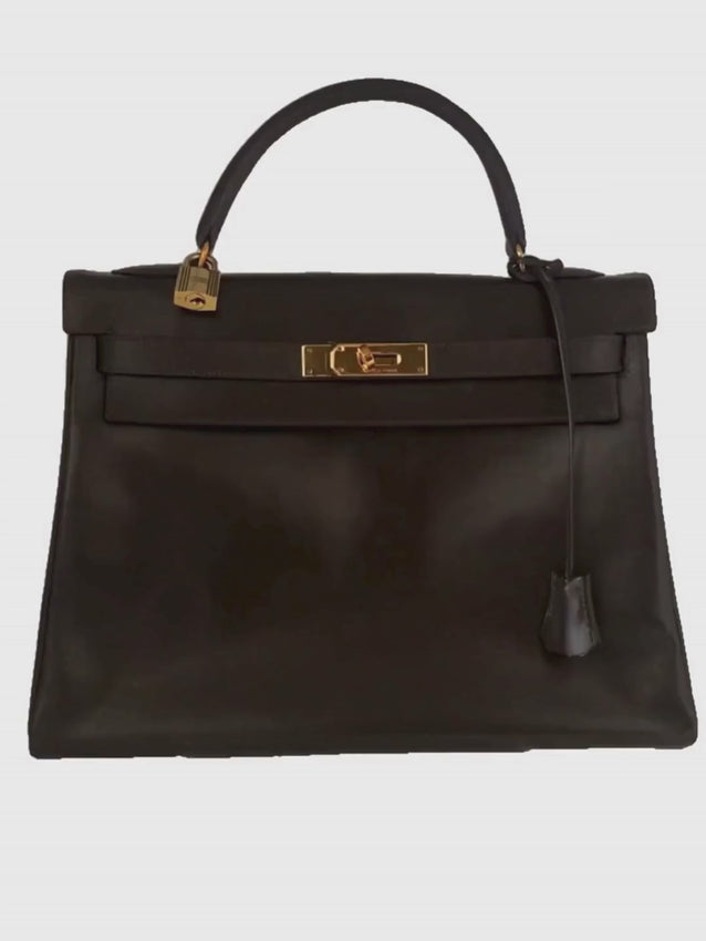 Hermes Kelly Brown 32 Box Calf Gold Hardware — 20