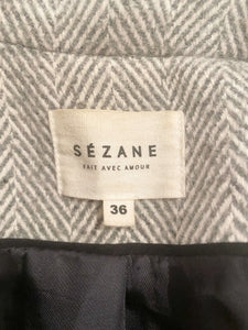 sezane joe coat in grey wool size 36