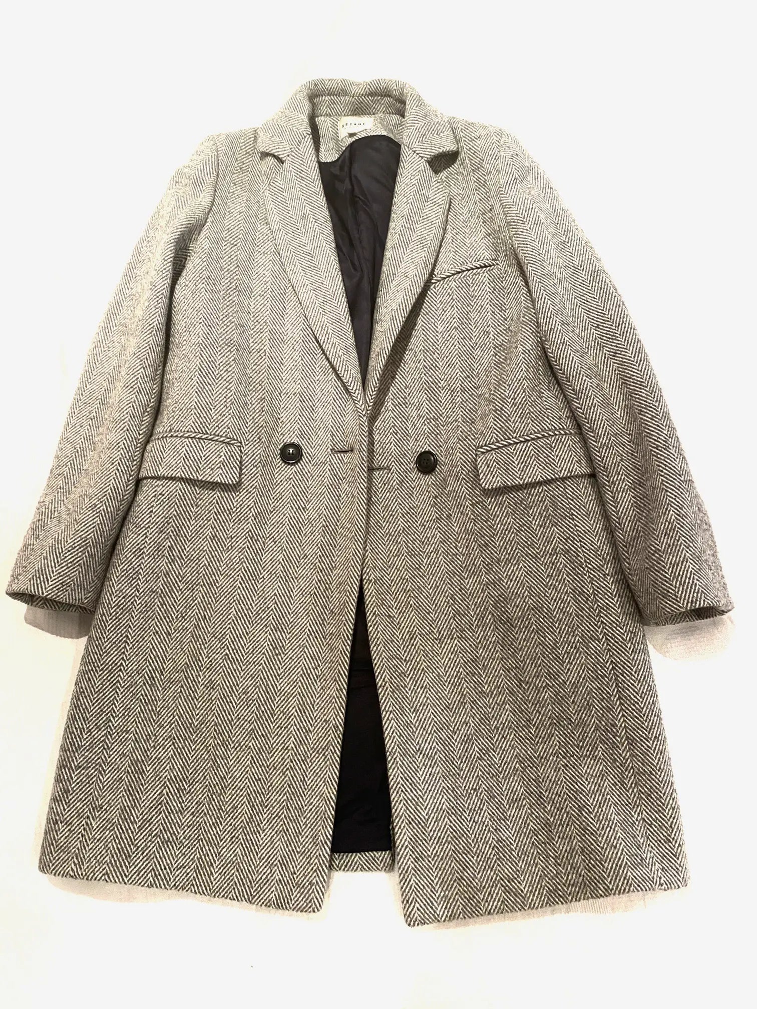 sezane joe coat in grey wool size 36