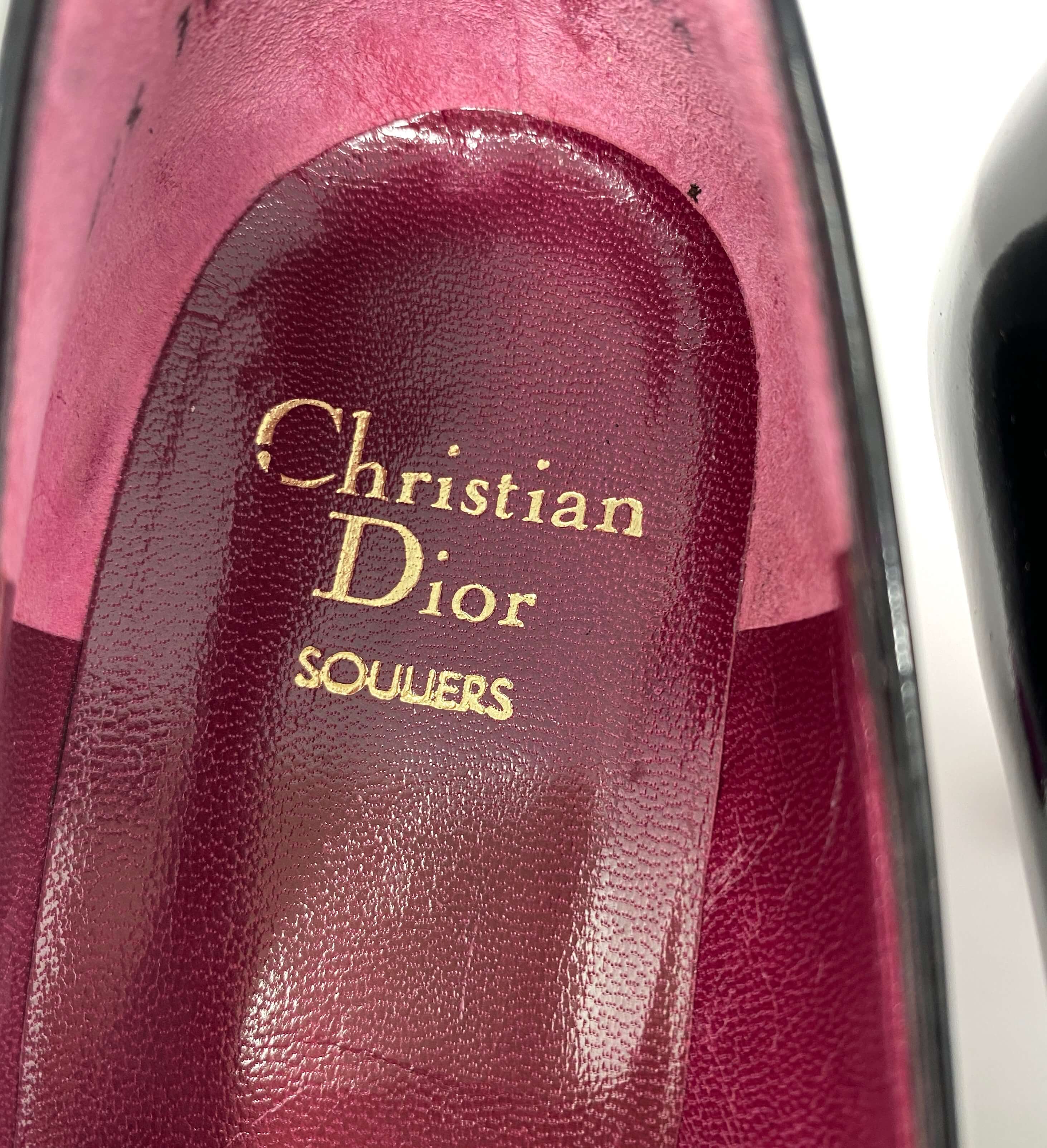 Vintage Christian Dior shoes; black patent; 38