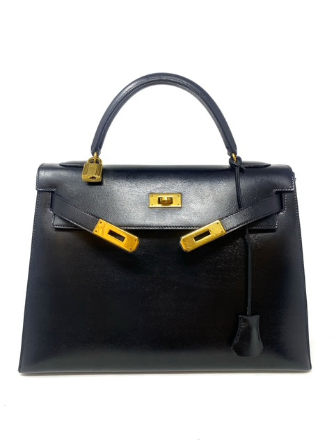 Vintage Hermes Kelly 32 black front