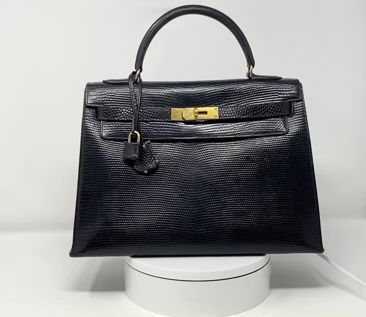 Kelly 28 lizard handbag Hermès Black in Lizard - 33654892