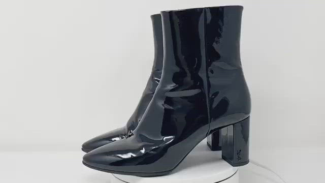 saint laurent boots, black patent, YSL logo, size 38.5