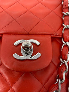chanel timeless coral bag; lambskin leather