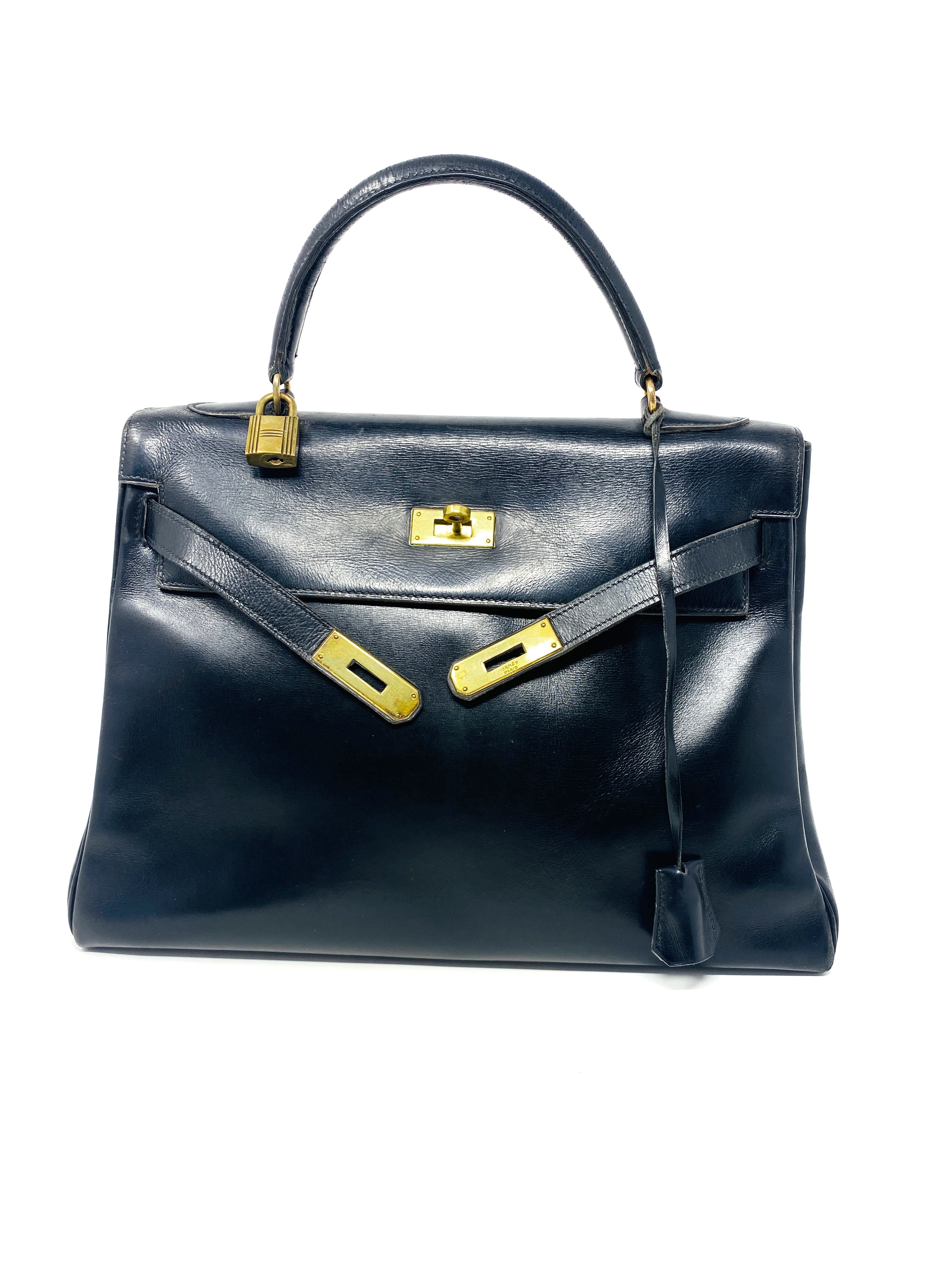 Hermes Kelly Bag 32 vintage, black box leather