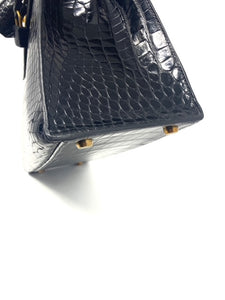 Kelly 32 crocodile handbag Hermès Black in Crocodile - 24108714