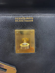 Hermes Vintage Kelly Bag 35cm Black Box Gold Hardware
