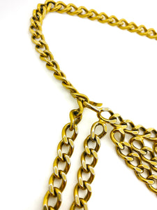 chanel gold chain belt; CC logo