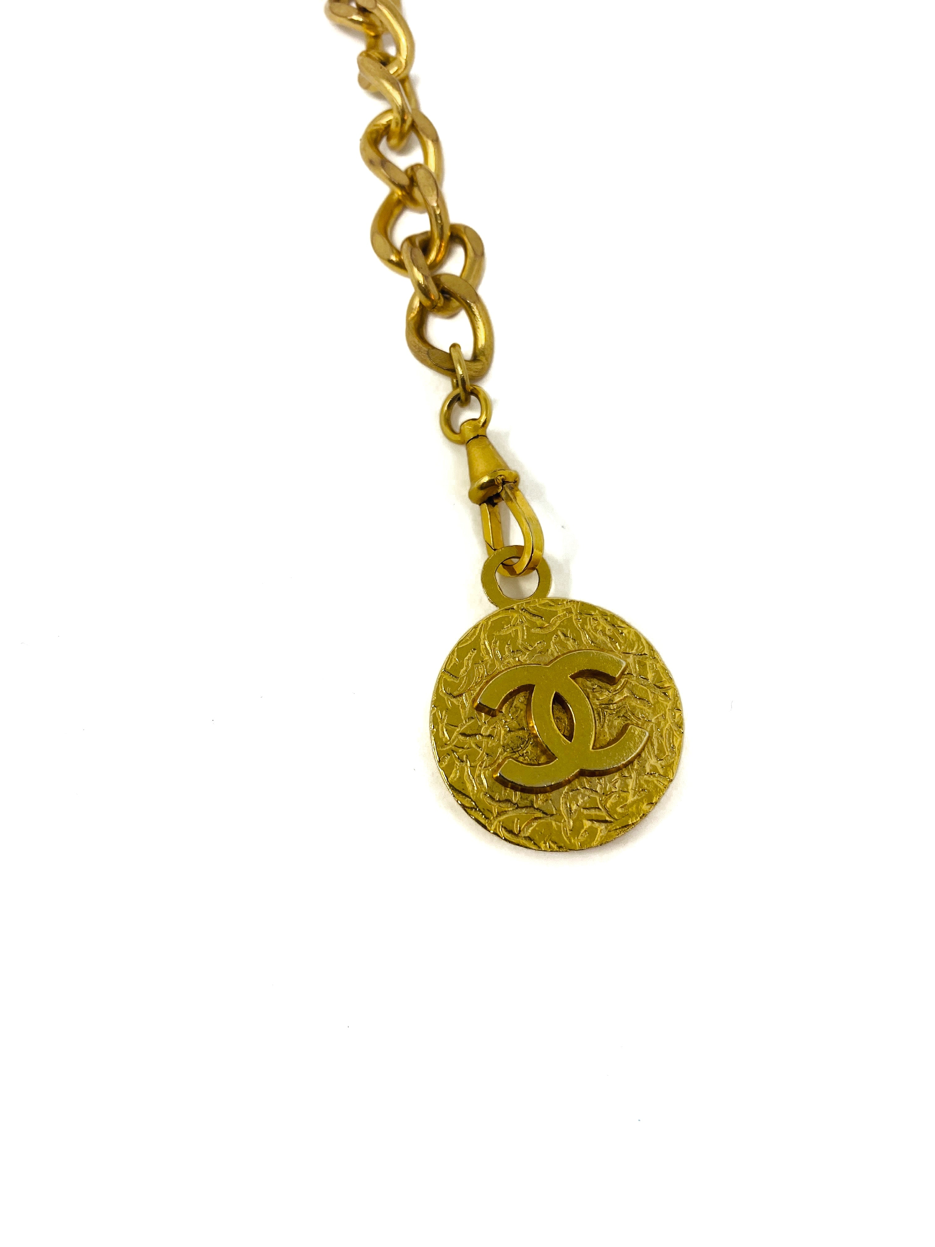 chanel gold chain belt, CC medaillon