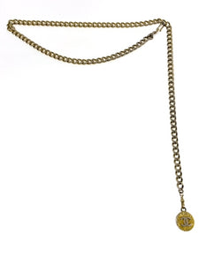 chanel gold chain belt, CC medaillon