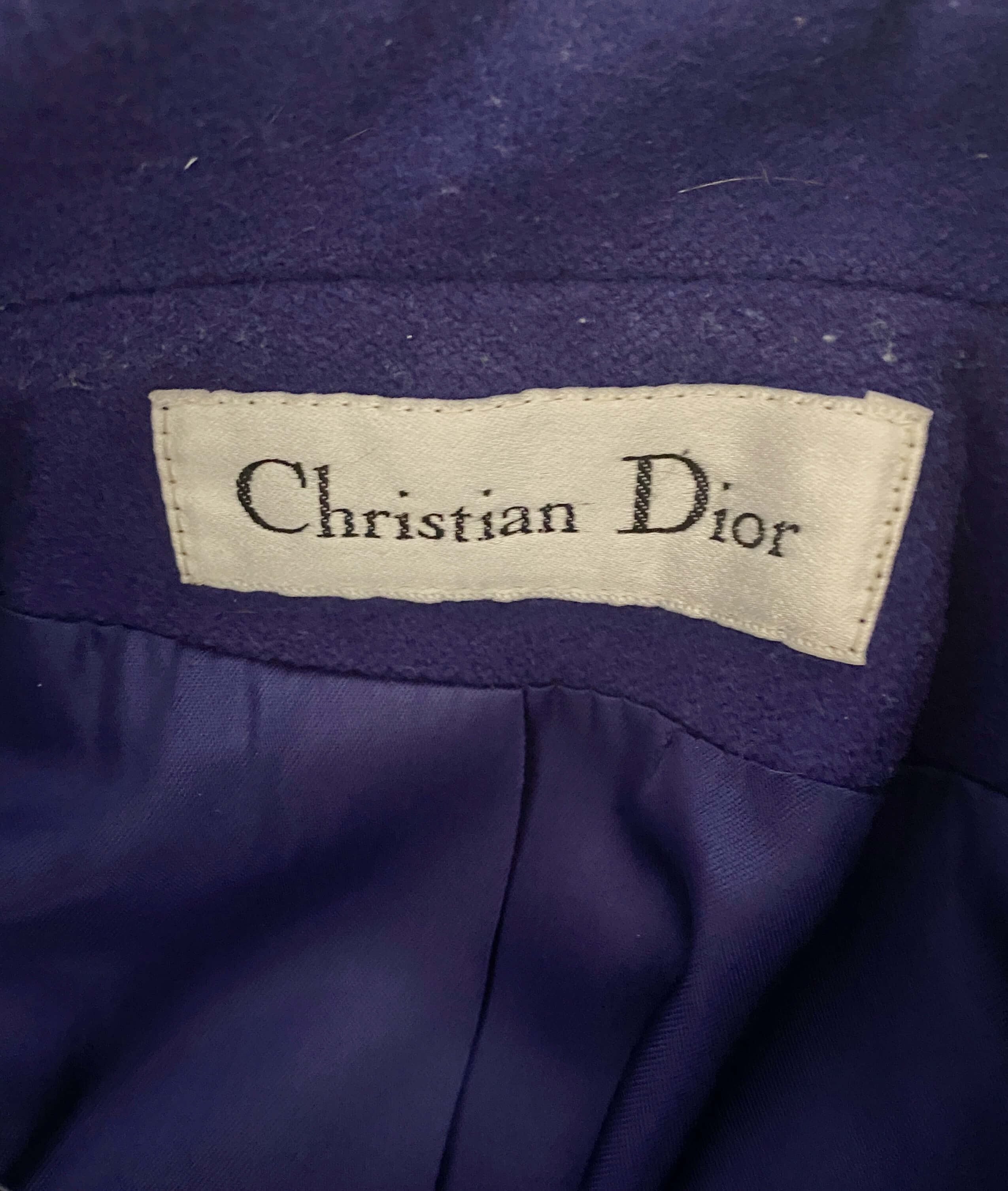 dior blue coat, wool, full length, with CD buttons in gold.