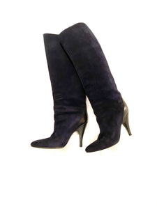 Hermes suede boots; dark blue; 