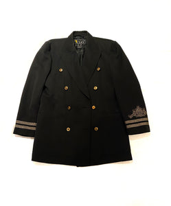 Laurel Escada jacket, vintage, black with gold buttons, military style